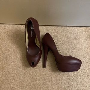 Burgundy platform heels